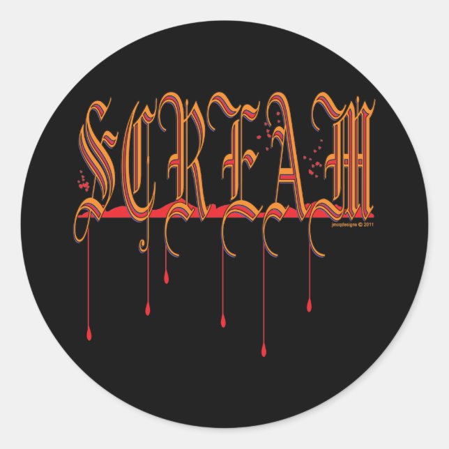 Sticker Rond Halloween sanglant SCREAM (Devant)