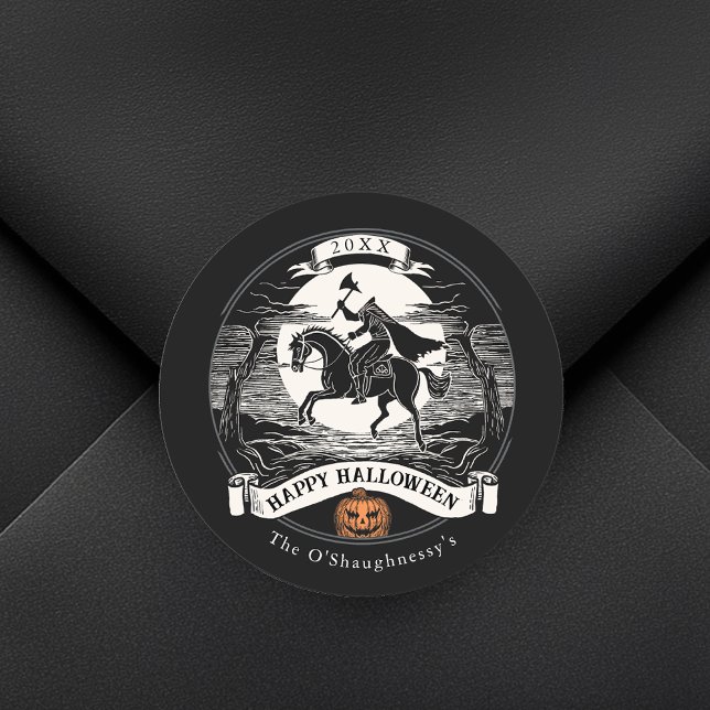 Sticker Rond Halloween sans tête Horseman Sleepy Hollow (Créateur téléchargé)
