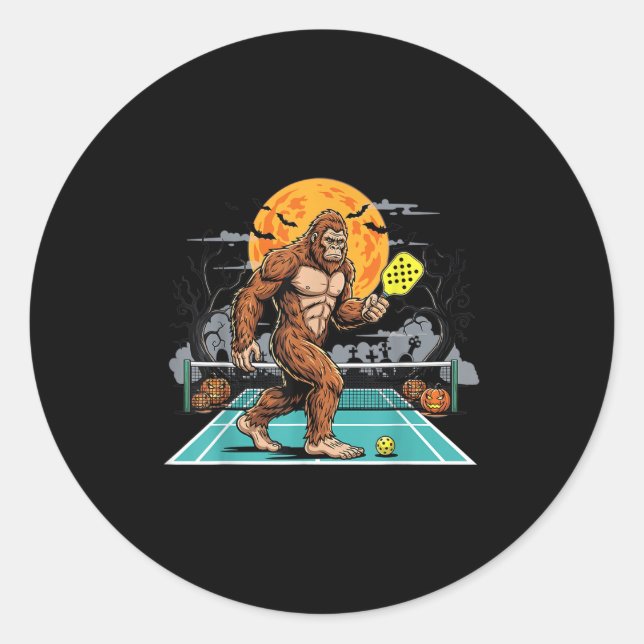 Sticker Rond Halloween Sasquatch Ckleball Bigfoot Soky Moon  (Devant)