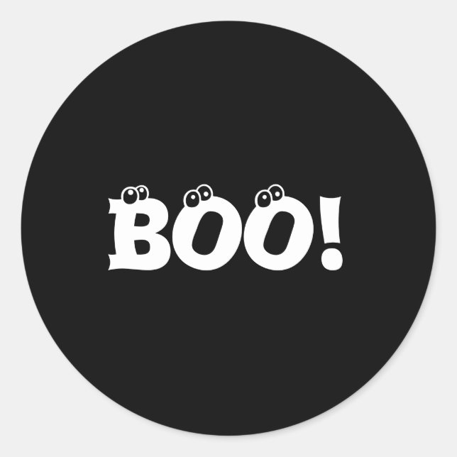 Sticker Rond Halloween Scary Boo! yeux noir blanc (Devant)