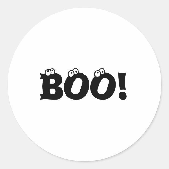 Sticker Rond Halloween Scary Boo! yeux noir blanc (Devant)