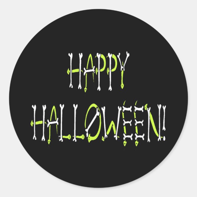 Sticker Rond Halloween serpents et os Texte (Devant)