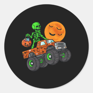Sticker Rond Halloween Skeleton équitation Monster Truck Toddle