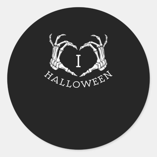 Sticker Rond Halloween Skeleton Heart Fall (Devant)