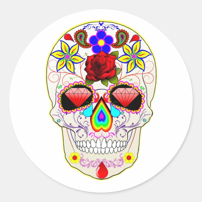 Sticker rond Halloween Skull Classic (Devant)