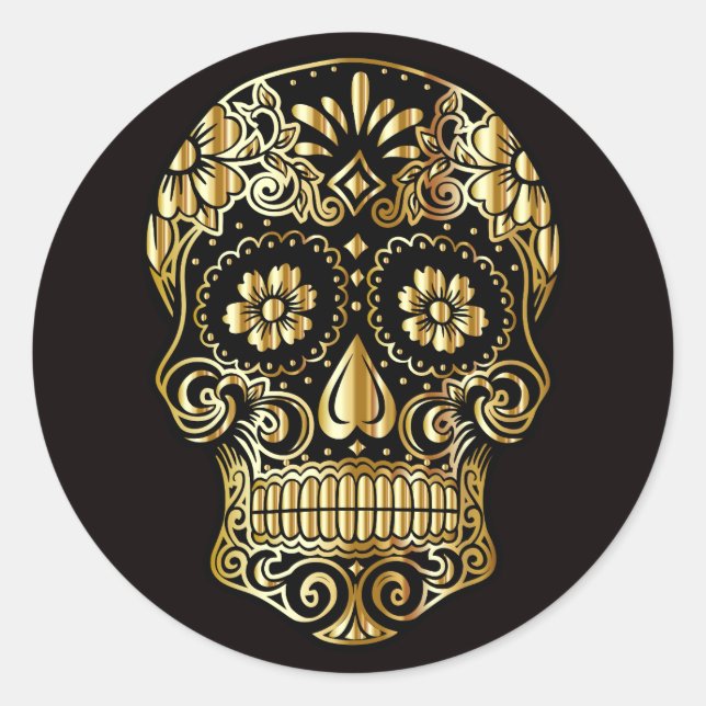 Sticker rond Halloween Skull Classic (Devant)
