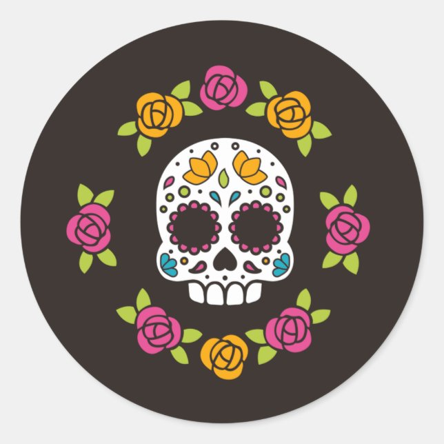 Sticker rond Halloween Skull Classic (Devant)