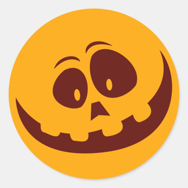 Sticker Rond Halloween Smiley Face orange et Brown (Devant)