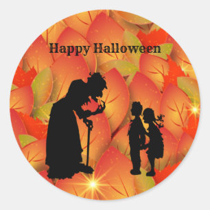 Sticker rond Halloween sorcier classique