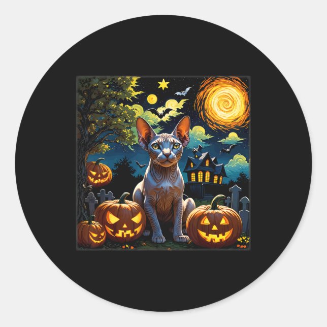 Sticker Rond Halloween Sphynx étoile (Devant)