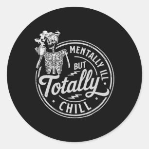 Sticker Rond Halloween Squelette Café Mmental Mal Mal Mais Tota