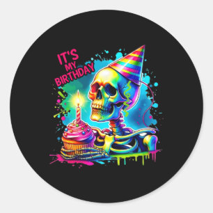 Sticker Rond Halloween Squelette C'est ma fête de costume d'ann