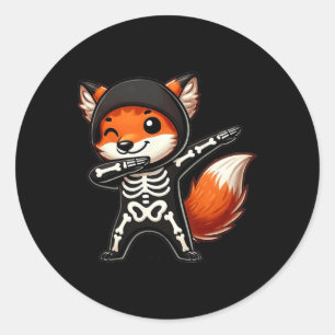 Sticker Rond Halloween Squelette Enfants Femmes Hommes Fox