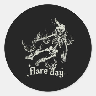 Sticker Rond Halloween Squelette Flare Day Fibromyalgie Endomèt