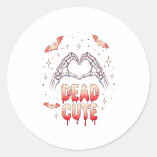 Sticker Rond halloween Squelette Mains Coeur, chauves-souris et