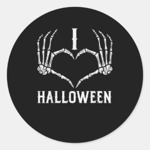 Sticker Rond Halloween Squelette Mains Coeur mignonne Femmes Fi
