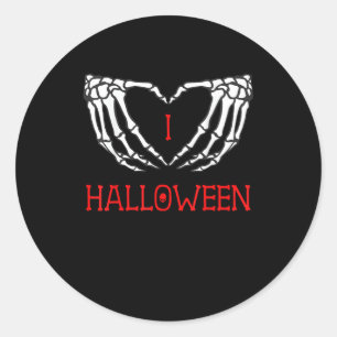 Sticker Rond Halloween Squelette Mains Formant Coeur Gothique
