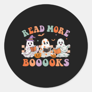 Sticker Rond Halloween super Lire plus Livres Floral Ghost Boo