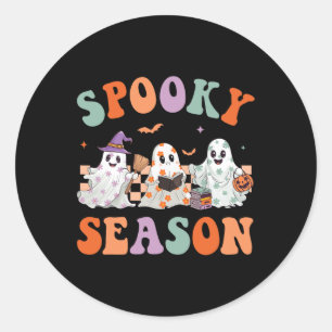 Sticker Rond Halloween super mignon floral Fantôme saison Éffra