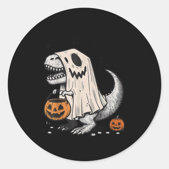 Sticker Rond Halloween T-rex Dinosaur Sokysaurus Rex Garçons En (Devant)
