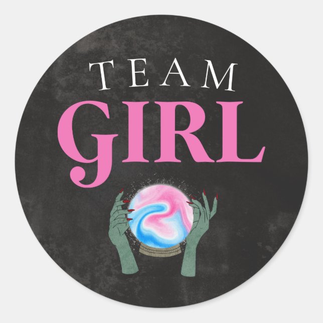 Sticker Rond Halloween Team Girl Gender Reveal Party Voter (Devant)