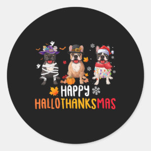 Sticker Rond Halloween Thanksgiving Noël drôle French Bull