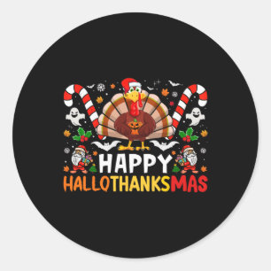 Sticker Rond Halloween Thanksgiving Noël Joyeux Hallomerci