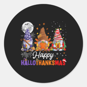 Sticker Rond Halloween Thanksgiving Noël Joyeux Hallothanks