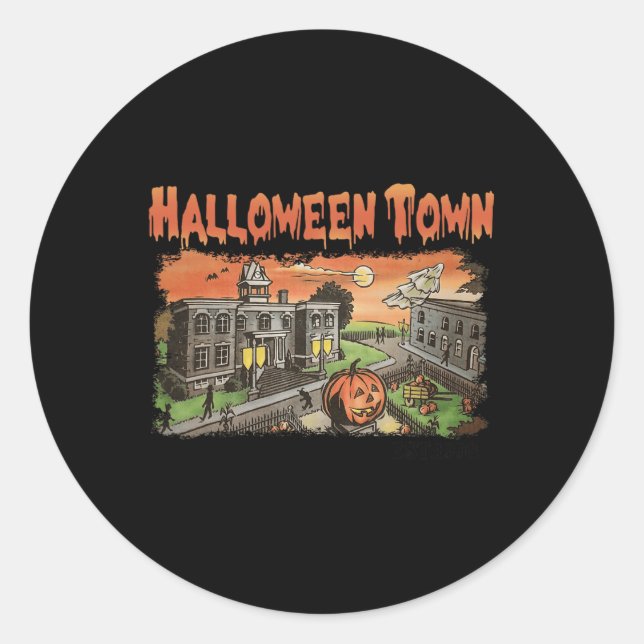 Sticker Rond Halloween Town Est 1998 Halloween Party Cute Hallo (Devant)