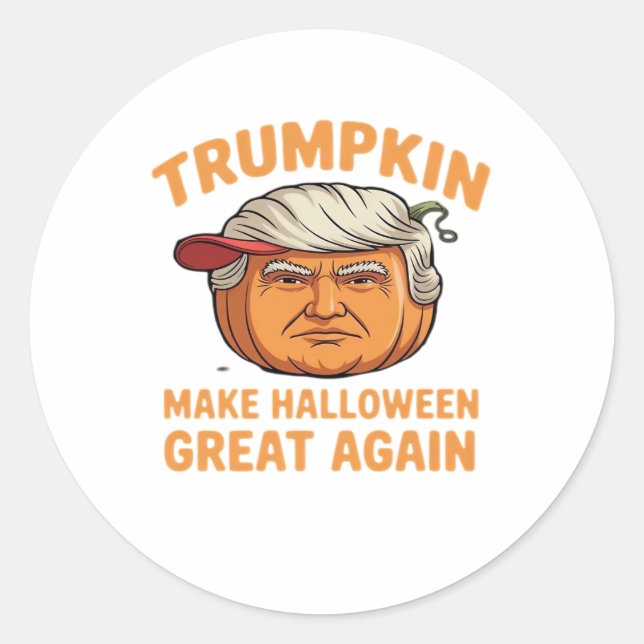 Sticker Rond Halloween Trumpkin - Citation parodique Éffrayante (Devant)