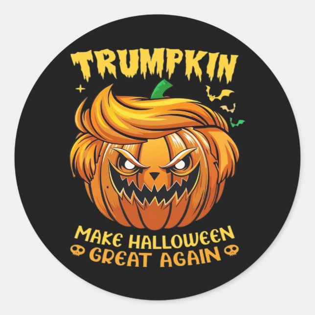 Sticker Rond Halloween Trumpkin - Rendre Halloween grand à nouv (Devant)