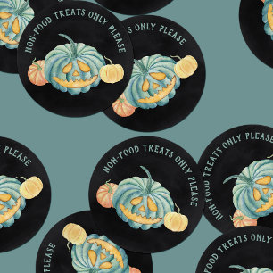 Sticker Rond Halloween Turquoise Citrouille de sensibilisation