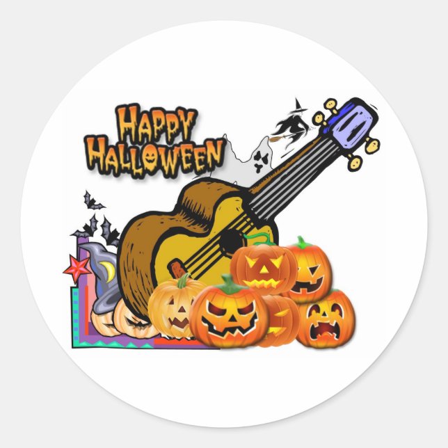 Sticker Rond Halloween Ukulele (Devant)