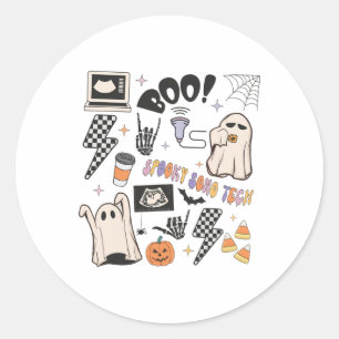 Sticker Rond Halloween Ultrasound Tech Automne Sonographe Autom