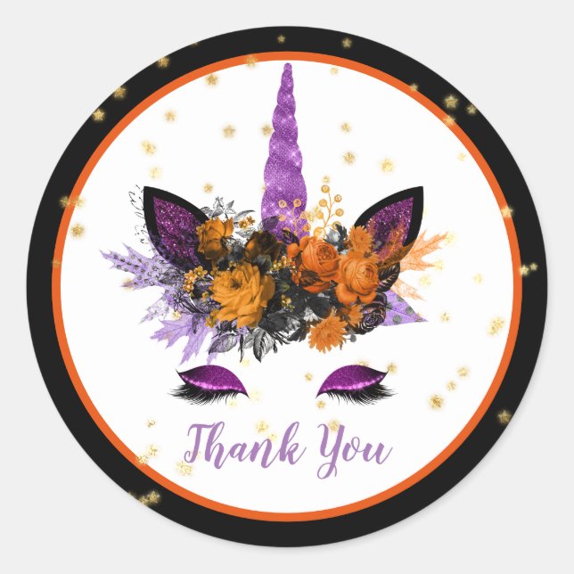 Sticker Rond Halloween Unicorn Visage Girls Anniversaire fête v (Devant)