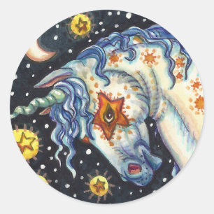 STICKER ROND HALLOWEEN UNICORNS, STAR HORSE & IMAGINAIRE COLT
