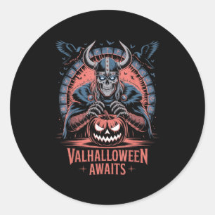 Sticker Rond Halloween Valhalloween Awaites - Valhalla Viking S