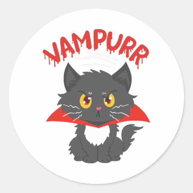 Sticker Rond Halloween Vampire Cat (Devant)