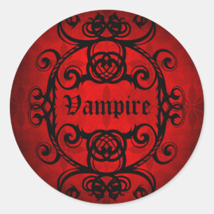 Sticker Rond Halloween vampire gothique design romantique