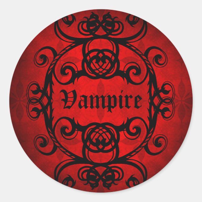 Sticker Rond Halloween vampire gothique design romantique (Devant)