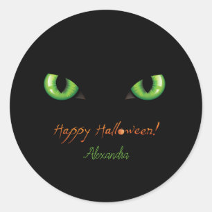 Sticker Rond Halloween vert effrayant yeux