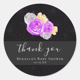 Sticker Rond Halloween Vintage Floral Baby shower