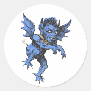 Sticker Rond Halloween vintage, Gargouille démoniaque effrayant
