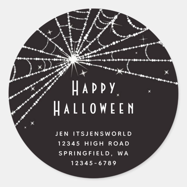 Sticker Rond Halloween Web Spider personnalisé (Devant)