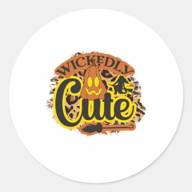 Sticker Rond Halloween Wickedly Cute (Devant)