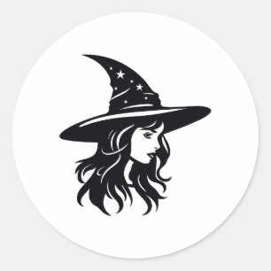 Sticker Rond Halloween Witch
