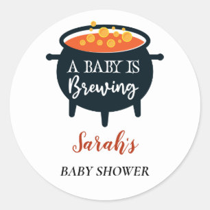 Sticker Rond Halloween Witch Baby shower, Nom personnalisé