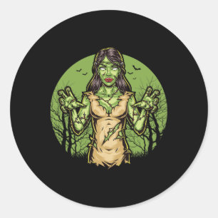 Sticker Rond Halloween Zombie éffrayant amusant Halloween effra