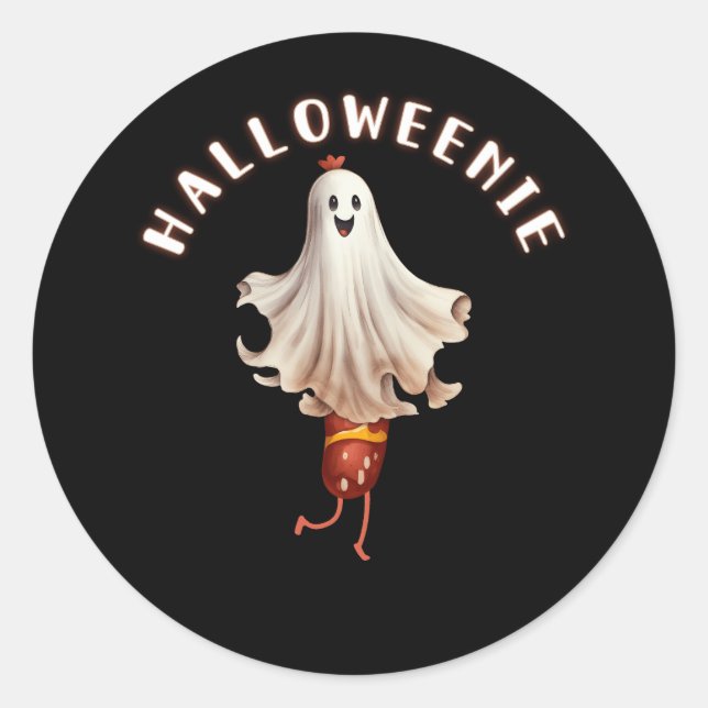 Sticker Rond Halloweenie Halloweenie Dachshund Saucisse Hallow (Devant)