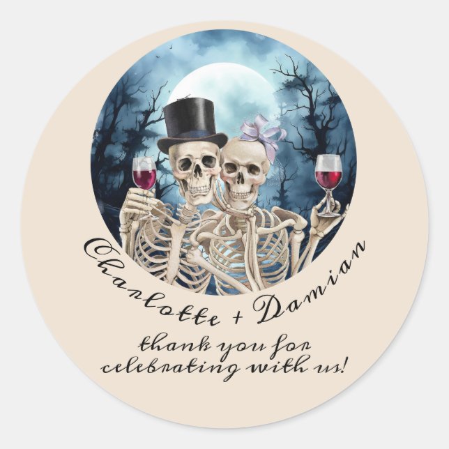 Sticker Rond Hallowen Gothic Skuls Tarot Le Mariage des amoureu (Devant)